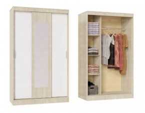 БАРИ Шкаф-купе с зеркалом (1300) Дуб Сонома/Белый в Надыме - nadym.ok-mebel.com | фото