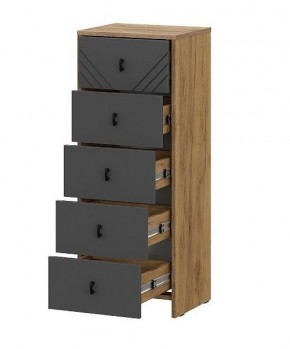 БАЙКАЛ Комод (5 ящиков) Графит/Дуб золотой в Надыме - nadym.ok-mebel.com | фото 2