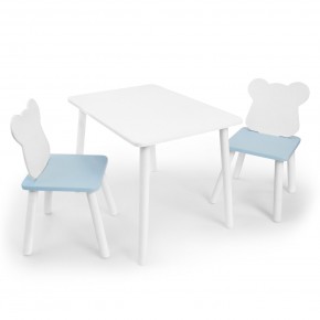 Детский комплект стол и два стула «Мишка» Rolti Baby (белый/голубой, массив березы/мдф) в Надыме - nadym.ok-mebel.com | фото