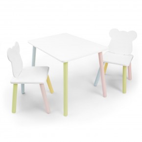Детский комплект стол и два стула «Мишка» Rolti Baby (белый/цветной, массив березы/мдф) в Надыме - nadym.ok-mebel.com | фото