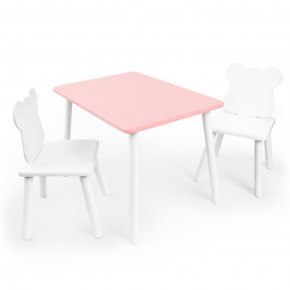 Детский комплект стол и два стула «Мишка» Rolti Baby (розовый/белый, массив березы/мдф) в Надыме - nadym.ok-mebel.com | фото