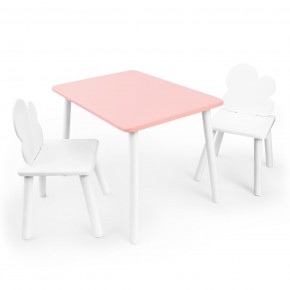 Детский комплект стол и два стула «Облачко» Rolti Baby (розовый/белый, массив березы/мдф) в Надыме - nadym.ok-mebel.com | фото