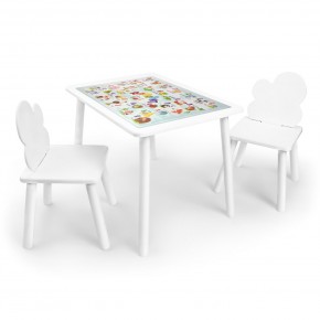 Детский комплект стол и два стула Облачко Rolti Baby с накладкой Алфавит (белая столешница/белое сиденье/белые ножки) в Надыме - nadym.ok-mebel.com | фото