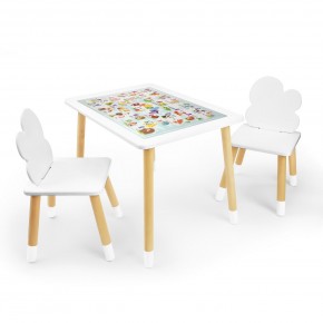 Детский комплект стол и два стула Облачко Rolti Baby с накладкой Алфавит (белая столешница/белое сиденье/береза ножки) в Надыме - nadym.ok-mebel.com | фото 1