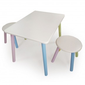 Детский комплект стол и два табурета круглых  (Белый, Белый, Цветной) в Надыме - nadym.ok-mebel.com | фото 2