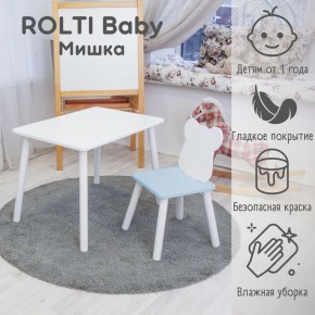 Детский комплект стол и стул «Мишка» Rolti Baby  (голубая столешница/белое сиденье/белые ножки) в Надыме - nadym.ok-mebel.com | фото 1