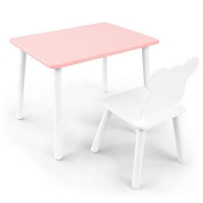 Детский комплект стол и стул «Мишка» Rolti Baby (розовый/белый, массив березы/мдф) в Надыме - nadym.ok-mebel.com | фото