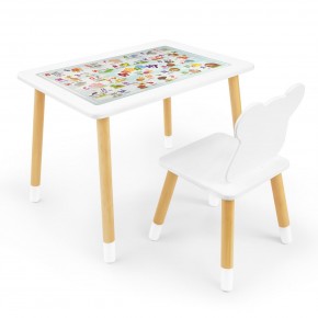 Детский комплект стол и стул Мишка Rolti Baby с накладкой Алфавит (белая столешница/белое сиденье/береза ножки) в Надыме - nadym.ok-mebel.com | фото 1