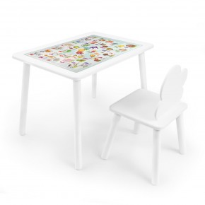 Детский комплект стол и стул Облачко Rolti Baby с накладкой Алфавит (белая столешница/белое сиденье/белые ножки) в Надыме - nadym.ok-mebel.com | фото