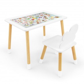 Детский комплект стол и стул Облачко Rolti Baby с накладкой Алфавит (белая столешница/белое сиденье/береза ножки) в Надыме - nadym.ok-mebel.com | фото