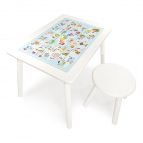 Детский комплект стол и табурет круглый Rolti Baby с накладкой Алфавит (белая столешница/белое сиденье/белые ножки) в Надыме - nadym.ok-mebel.com | фото 1