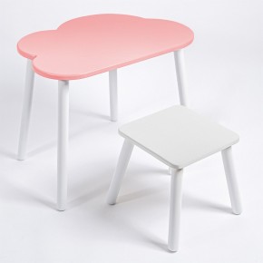 Детский комплект стол ОБЛАЧКО  и табурет Rolti Baby (розовая столешница/белое сиденье/белые ножки) в Надыме - nadym.ok-mebel.com | фото