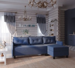 Диван-кровать угловой Киркас синий, ткань рогожка в Надыме - nadym.ok-mebel.com | фото 2