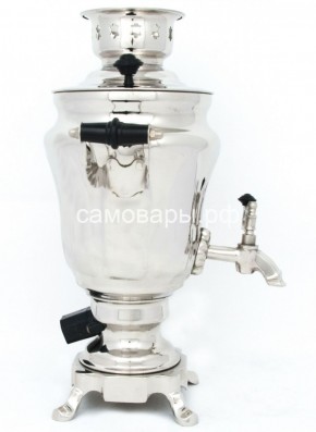Электрический самовар из латуни никелированный на 1,5 литра форма "Тюльпан" с защитой от выкипания в Надыме - nadym.ok-mebel.com | фото 3