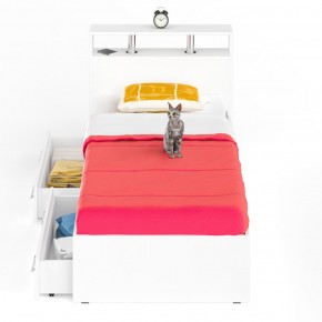 Камелия Кровать с ящиками 0900, цвет белый, ШхГхВ 93,5х217х78,2 см., сп.м. 900х2000 мм., без матраса, основание есть в Надыме - nadym.ok-mebel.com | фото 4