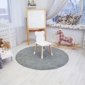 Комплект детский стол КРУГЛЫЙ и два стула МИШКА ROLTI Baby (белая столешница/белое сиденье/береза ножки) в Надыме - nadym.ok-mebel.com | фото