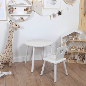 Комплект детский стол КРУГЛЫЙ и стул КОРОНА ROLTI Baby (белая столешница/белое сиденье/белые ножки) в Надыме - nadym.ok-mebel.com | фото
