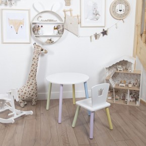 Комплект детский стол КРУГЛЫЙ и стул КОРОНА ROLTI Baby (белая столешница/белое сиденье/цветные ножки) в Надыме - nadym.ok-mebel.com | фото