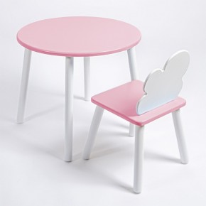 Комплект детский стол КРУГЛЫЙ и стул ОБЛАЧКО ROLTI Baby (розовая столешница/розовое сиденье/белые ножки) в Надыме - nadym.ok-mebel.com | фото