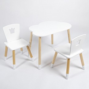 Комплект детский стол ОБЛАЧКО и два стула КОРОНА ROLTI Baby (белая столешница/белое сиденье/береза ножки) в Надыме - nadym.ok-mebel.com | фото