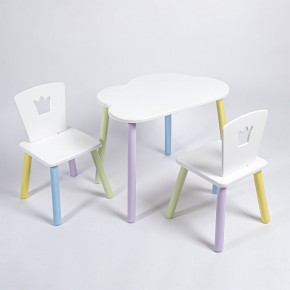 Комплект детский стол ОБЛАЧКО и два стула КОРОНА ROLTI Baby (белая столешница/белое сиденье/цветные ножки) в Надыме - nadym.ok-mebel.com | фото
