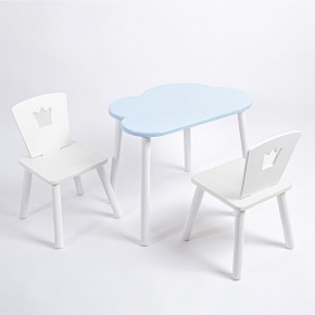 Комплект детский стол ОБЛАЧКО и два стула КОРОНА ROLTI Baby (голубая столешница/белое сиденье/белые ножки) в Надыме - nadym.ok-mebel.com | фото 1