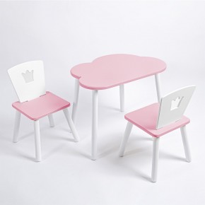 Комплект детский стол ОБЛАЧКО и два стула КОРОНА ROLTI Baby (розовая столешница/розовое сиденье/белые ножки) в Надыме - nadym.ok-mebel.com | фото