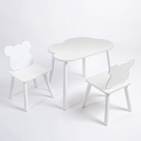 Комплект детский стол ОБЛАЧКО и два стула МИШКА ROLTI Baby (белая столешница/белое сиденье/белые ножки) в Надыме - nadym.ok-mebel.com | фото
