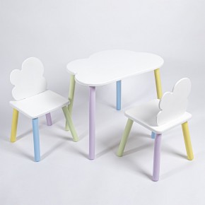 Комплект детский стол ОБЛАЧКО и два стула ОБЛАЧКО  ROLTI Baby (белая столешница/белое сиденье/цветные ножки) в Надыме - nadym.ok-mebel.com | фото