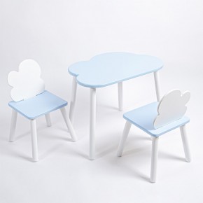 Комплект детский стол ОБЛАЧКО и два стула ОБЛАЧКО ROLTI Baby (голубая столешница/голубое сиденье/белые ножки) в Надыме - nadym.ok-mebel.com | фото