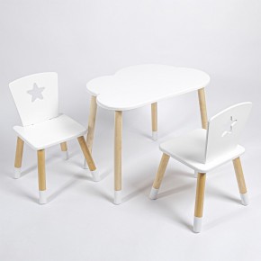 Комплект детский стол ОБЛАЧКО и два стула ЗВЕЗДА ROLTI Baby (белая столешница/белое сиденье/береза ножки) в Надыме - nadym.ok-mebel.com | фото