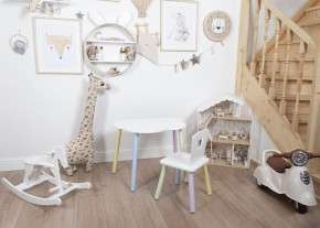 Комплект детский стол ОБЛАЧКО и стул КОРОНА ROLTI Baby (белая столешница/белое сиденье/цветные ножки) в Надыме - nadym.ok-mebel.com | фото 2