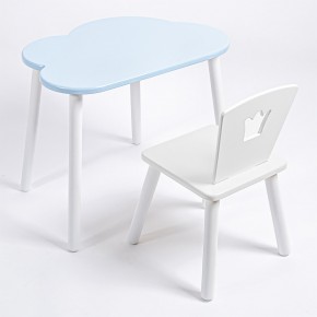 Комплект детский стол ОБЛАЧКО и стул КОРОНА ROLTI Baby (голубая  столешница/белое сиденье/белые ножки) в Надыме - nadym.ok-mebel.com | фото 1