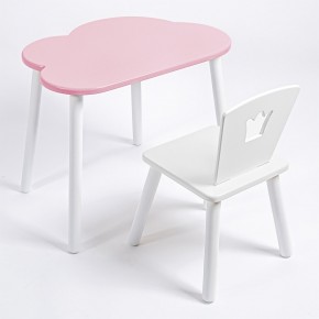 Комплект детский стол ОБЛАЧКО и стул КОРОНА ROLTI Baby (розовая столешница/белое сиденье/белые ножки) в Надыме - nadym.ok-mebel.com | фото 1