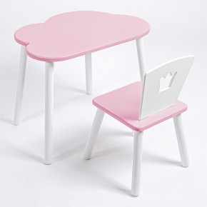 Комплект детский стол ОБЛАЧКО и стул КОРОНА ROLTI Baby (розовая столешница/розовое сиденье/белые ножки) в Надыме - nadym.ok-mebel.com | фото 1