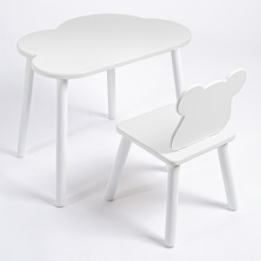 Комплект детский стол ОБЛАЧКО и стул МИШКА ROLTI Baby (белая столешница/белое сиденье/белые ножки) в Надыме - nadym.ok-mebel.com | фото