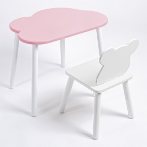 Комплект детский стол ОБЛАЧКО и стул МИШКА ROLTI Baby (розовая столешница/белое сиденье/белые ножки) в Надыме - nadym.ok-mebel.com | фото 1