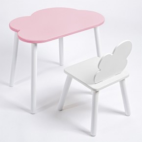 Комплект детский стол ОБЛАЧКО и стул ОБЛАЧКО ROLTI Baby (розовая столешница/белое сиденье/белые ножки) в Надыме - nadym.ok-mebel.com | фото