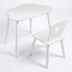 Комплект детский стол ОБЛАЧКО и стул ЗВЕЗДА ROLTI Baby (белая столешница/белое сиденье/белые ножки) в Надыме - nadym.ok-mebel.com | фото