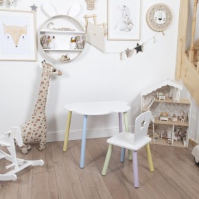 Комплект детский стол ОБЛАЧКО и стул ЗВЕЗДА ROLTI Baby (белая столешница/белое сиденье/цветные ножки) в Надыме - nadym.ok-mebel.com | фото 1