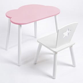 Комплект детский стол ОБЛАЧКО и стул ЗВЕЗДА ROLTI Baby (розовая столешница/белое сиденье/белые ножки) в Надыме - nadym.ok-mebel.com | фото