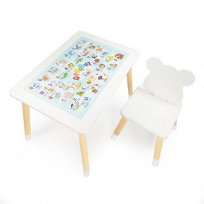 Комплект детской мебели стол и стул Мишутка с накладкой Алфавит (Белый/Белый/Береза) в Надыме - nadym.ok-mebel.com | фото 2
