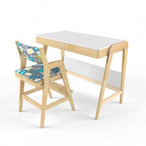 Комплект растущий стол и стул с чехлом 38 попугаев «Вуди» (Белый, Береза, Салют) в Надыме - nadym.ok-mebel.com | фото
