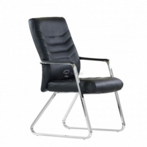 Кресло Barneo K-25 для посетителей и переговорных (хром, черная экокожа) в Надыме - nadym.ok-mebel.com | фото