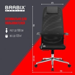 Кресло BRABIX PREMIUM "Ultimate EX-801" хром, плотная двойная сетка Х2, черное, 532917 в Надыме - nadym.ok-mebel.com | фото 7