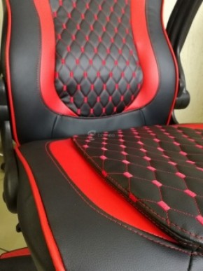 Кресло геймерское Barneo K-37 (черная экокожа красные вставки) в Надыме - nadym.ok-mebel.com | фото