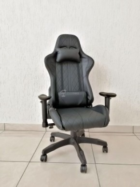 Кресло геймерское Barneo K-52 (черная экокожа черные вставки) в Надыме - nadym.ok-mebel.com | фото