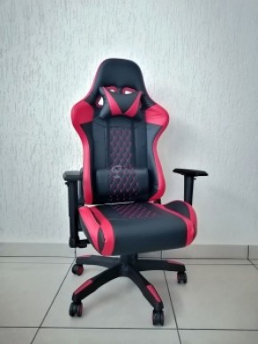 Кресло геймерское Barneo K-53 (черная экокожа красные вставки) в Надыме - nadym.ok-mebel.com | фото