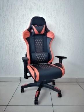 Кресло геймерское Barneo K-53 (черная экокожа оранжевые вставки) в Надыме - nadym.ok-mebel.com | фото