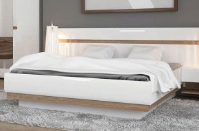 Кровать 160/TYP 94-01 с подъемником, LINATE ,цвет белый/сонома трюфель в Надыме - nadym.ok-mebel.com | фото 5